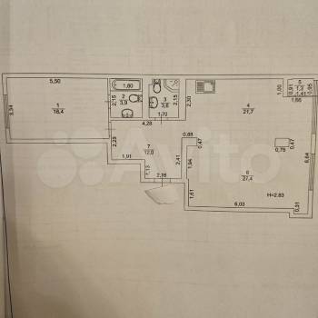 Сдается 2-х комнатная квартира, 90 м²