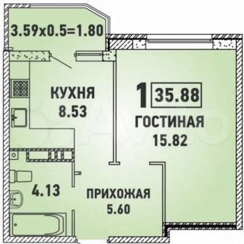 Сдается 1-комнатная квартира, 36 м²