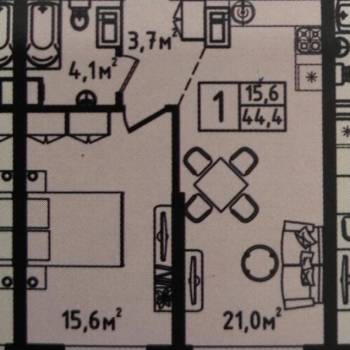 Продается 1-комнатная квартира, 44,5 м²