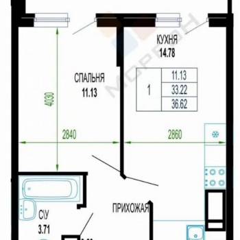 Продается 1-комнатная квартира, 36,7 м²