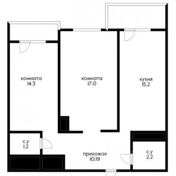 Продается 1-комнатная квартира, 61,7 м²