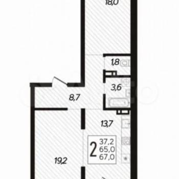 Сдается 2-х комнатная квартира, 67 м²