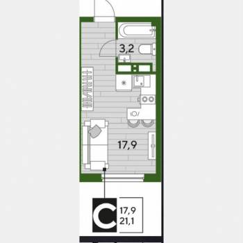Продается 1-комнатная квартира, 21,1 м²