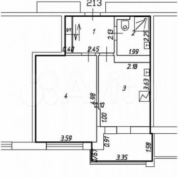 Продается 1-комнатная квартира, 44,8 м²