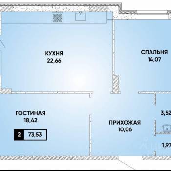 Продается 2-х комнатная квартира, 73,5 м²