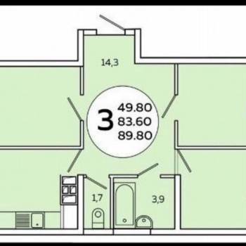 Продается 3-х комнатная квартира, 92 м²