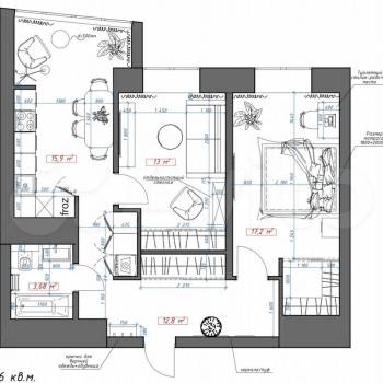 Сдается 2-х комнатная квартира, 62 м²