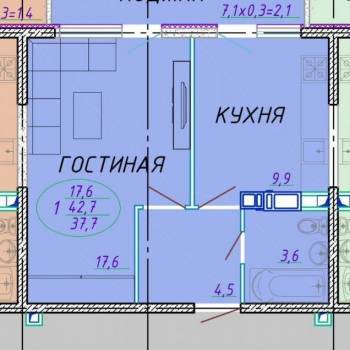 Продается 1-комнатная квартира, 38 м²