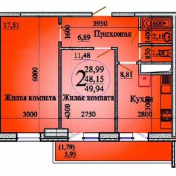 Продается 2-х комнатная квартира, 50 м²