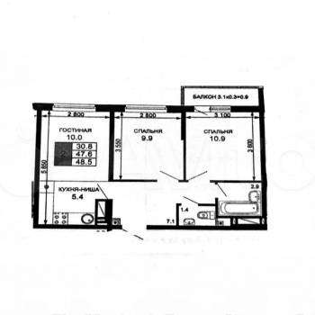 Сдается 2-х комнатная квартира, 50 м²