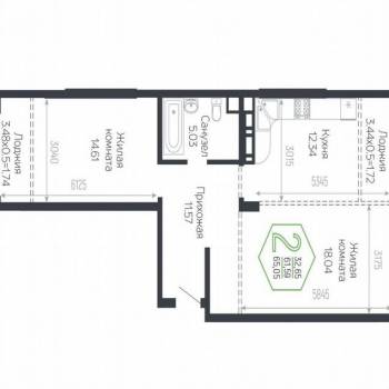Продается 2-х комнатная квартира, 70 м²