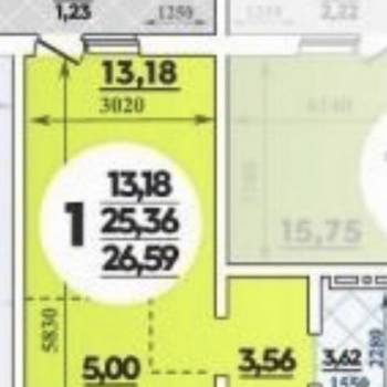 Продается 1-комнатная квартира, 26,6 м²