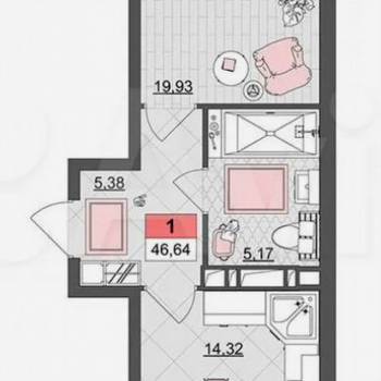 Продается 2-х комнатная квартира, 48,4 м²