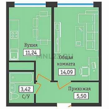 Продается 1-комнатная квартира, 35,4 м²