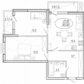 Сдается 2-х комнатная квартира, 68 м²