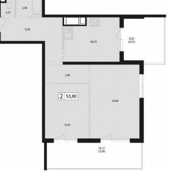 Продается 2-х комнатная квартира, 53,4 м²