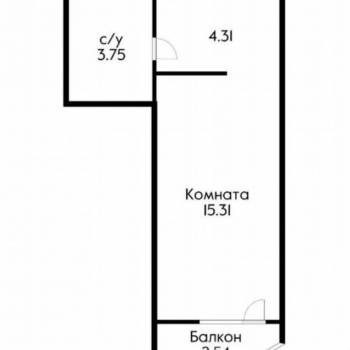 Продается 1-комнатная квартира, 23,5 м²