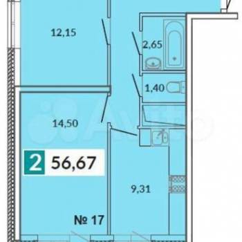 Продается 2-х комнатная квартира, 57 м²
