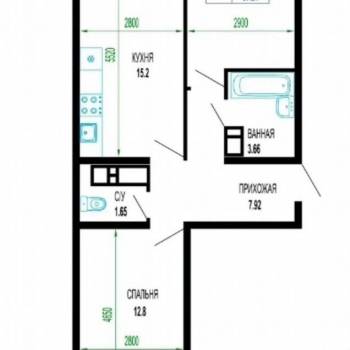 Продается 2-х комнатная квартира, 57,4 м²