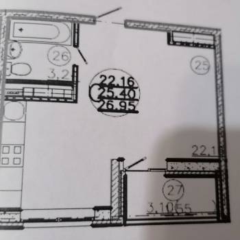Продается 1-комнатная квартира, 27 м²