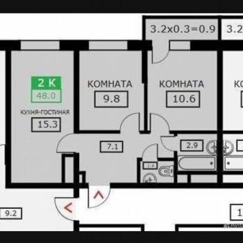 Продается 2-х комнатная квартира, 48,5 м²
