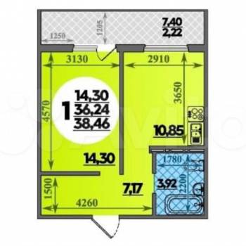 Сдается 1-комнатная квартира, 36,2 м²