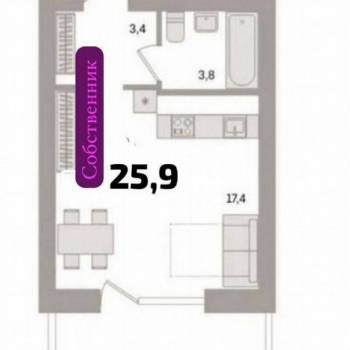 Продается 1-комнатная квартира, 25 м²