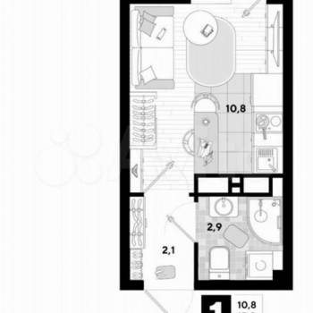Продается 1-комнатная квартира, 18,8 м²