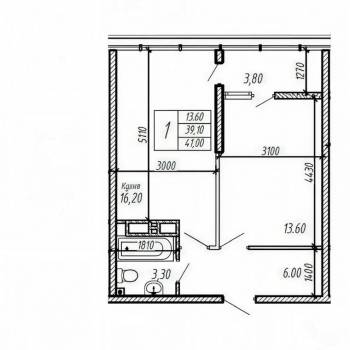 Продается 1-комнатная квартира, 41 м²