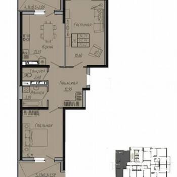 Продается 2-х комнатная квартира, 71,4 м²