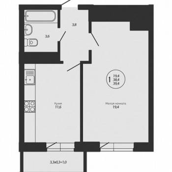 Продается 1-комнатная квартира, 41 м²
