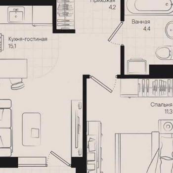 Продается 1-комнатная квартира, 36,3 м²