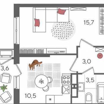 Продается 1-комнатная квартира, 36,3 м²