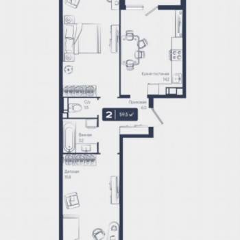 Продается 2-х комнатная квартира, 58 м²