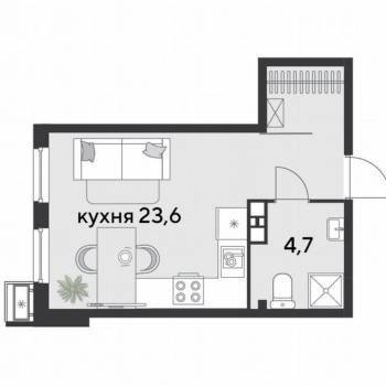 Продается 1-комнатная квартира, 23 м²