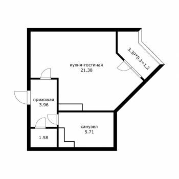 Продается 1-комнатная квартира, 36 м²