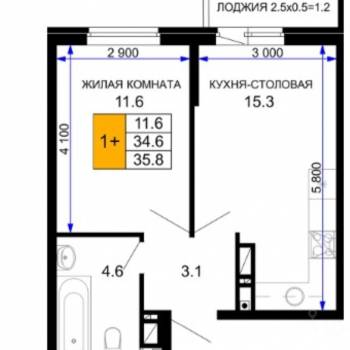 Сдается 1-комнатная квартира, 35,8 м²