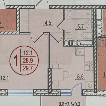 Продается 1-комнатная квартира, 29,3 м²