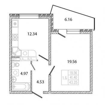 Продается 1-комнатная квартира, 46 м²