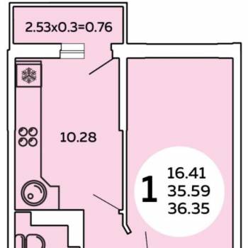Продается 1-комнатная квартира, 35 м²