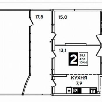 Продается 2-х комнатная квартира, 104,7 м²