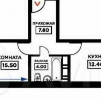 Продается 1-комнатная квартира, 43,1 м²