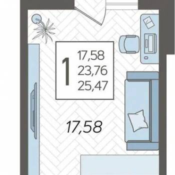 Продается 1-комнатная квартира, 26 м²