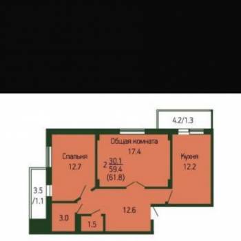 Сдается 2-х комнатная квартира, 63 м²