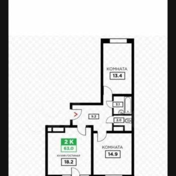 Сдается 2-х комнатная квартира, 62 м²