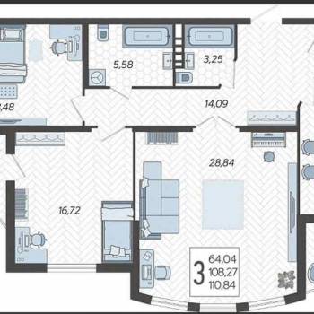 Продается 3-х комнатная квартира, 110,8 м²