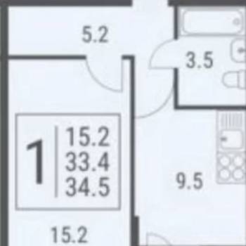 Продается 1-комнатная квартира, 36,3 м²