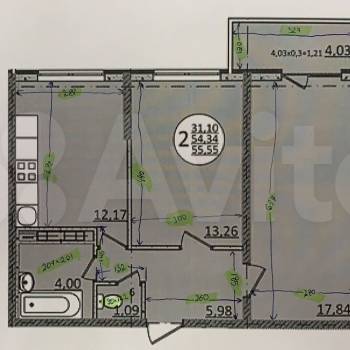 Продается 2-х комнатная квартира, 55,7 м²