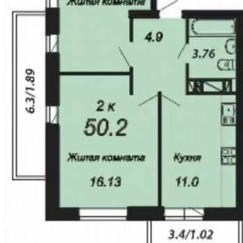 Сдается 2-х комнатная квартира, 47 м²