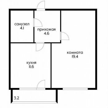 Продается 1-комнатная квартира, 39,7 м²